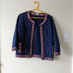 Fatface pink and blue indigo quilted jacket
